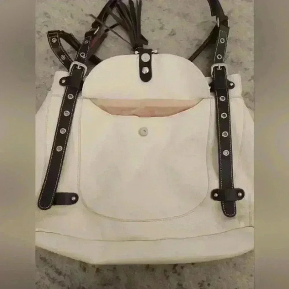 Cavalcanti Cream and Brown Leather Purse - Picture 6 of 16